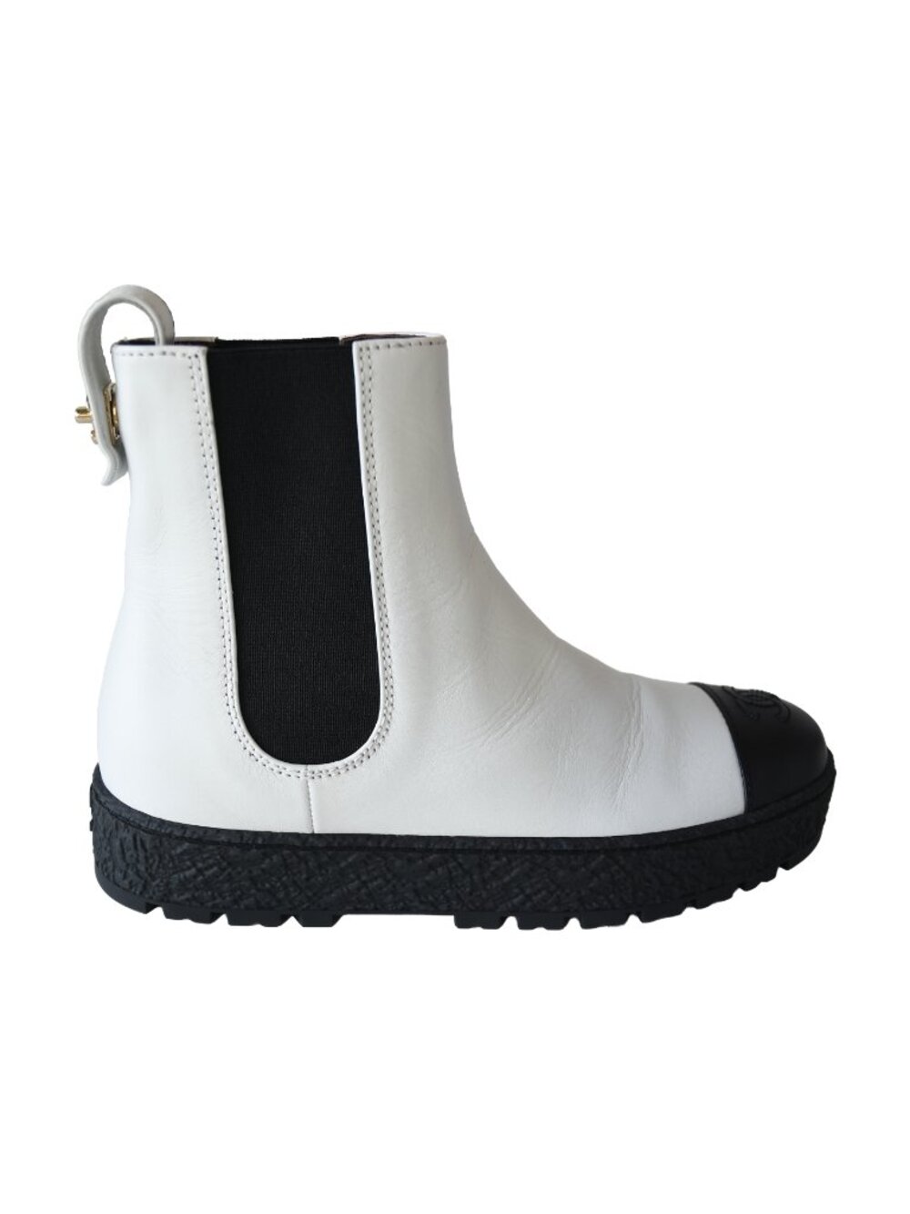 Chanel Rain Boots Ankle Boots White Black - Picture 2 of 5